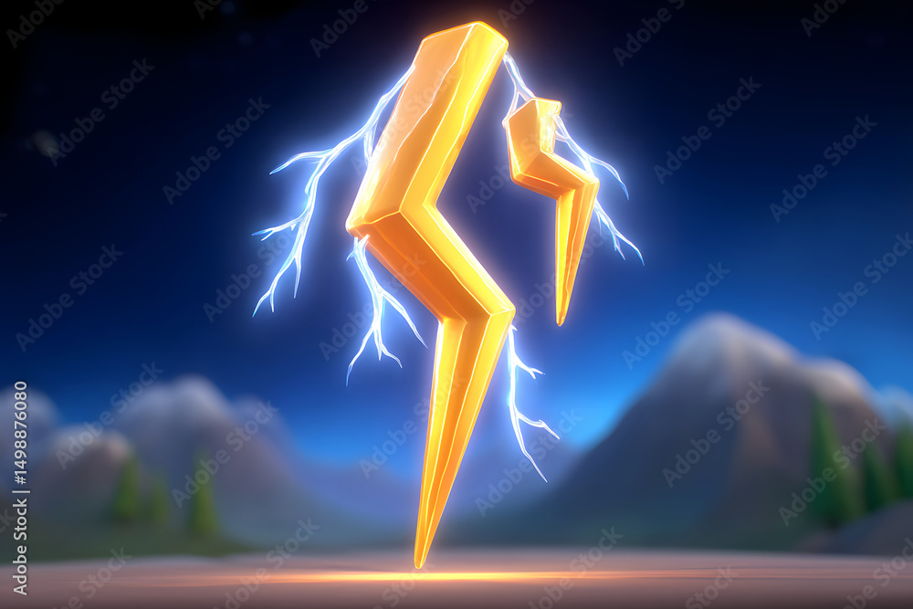 Poster 3d lightning icon lightning weather energy dangerous force symbolic element