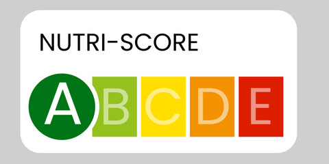 Nutri-Score Label Vector, Nutrition Grade A to E Icons for Food Packaging and Health Products