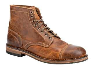 Vintage leather boot png brown boot png retro boot png classic footwear png rugged boot png cowboy boot png stylish boot png fashion boot png transparent background image