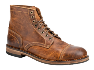 Vintage leather boot png brown boot png retro boot png classic footwear png rugged boot png cowboy boot png stylish boot png fashion boot png transparent background image