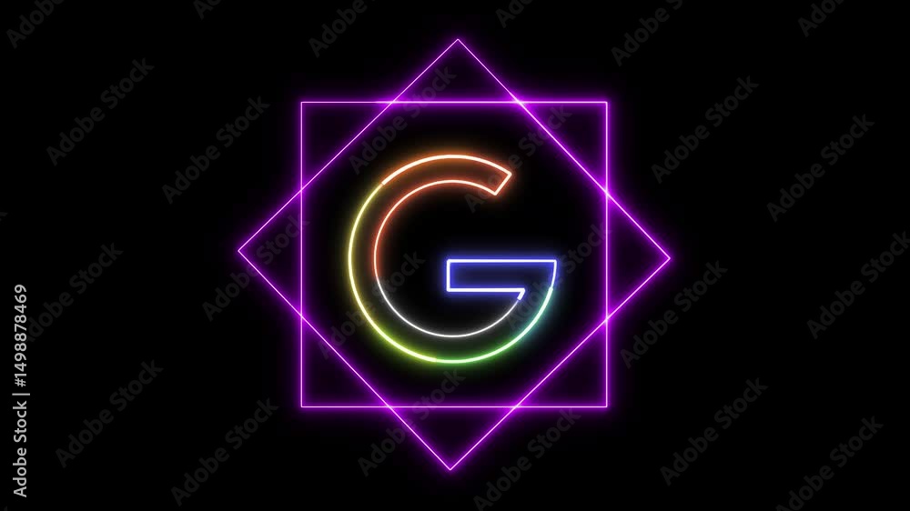 Aufkleber Glowing neon alphabet g animation loop. Vibrant light effect on dark background for motion typography, visual identity, or design intros.