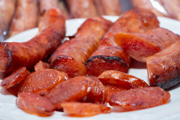 pork sausage on a grill