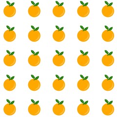Seamless pattern of oranges with green leaves on a blue background. Perfect for fresh, fruity, and vibrant-themed designs