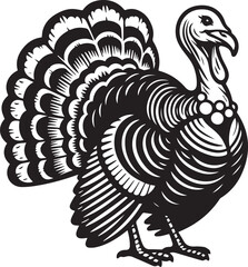 Fototapeta premium Black and White Turkey Bird Vector Illustration