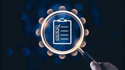 Checklist Magnifying Glass Digital Business Concept Image