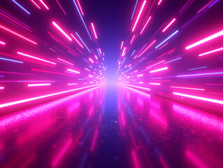 Abstract neon glowing geometric lines 3D rendering business background