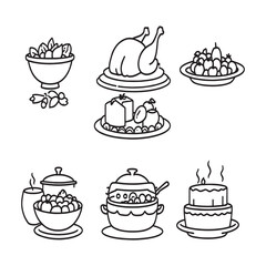 buffet line art vector illustration food service concept