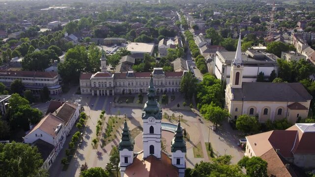 Exploring Becej's Historic Architecture and Scenic Surroundings from Above