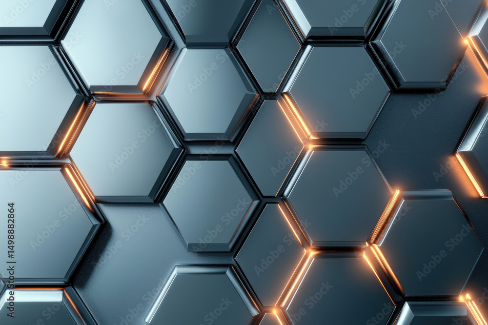 Poster seamless hexagon pattern with geometric honeycomb design and 3d texture