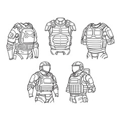 bulletproof military body armor tactical protective gear outline