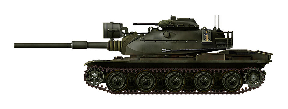 An alternative version of the M60 tank on a chassis with staggered track rollers