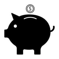 Money saving icon in black color