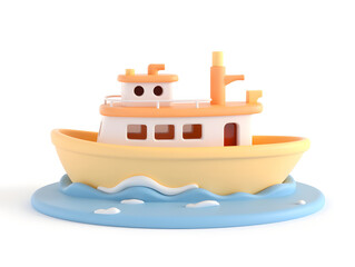 Summer cruise travel 3D illustration, sea liner holiday vacation travel scene illustration