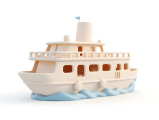 Obraz premium Summer cruise travel 3D illustration, sea liner holiday vacation travel scene illustration