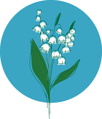 lilies of the valley, one line drawing