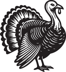 Black and White Turkey Bird Vector Illustration