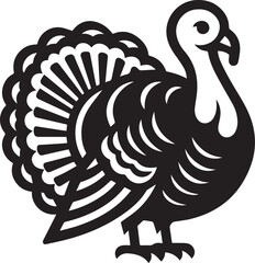 Black and White Turkey Bird Vector Illustration