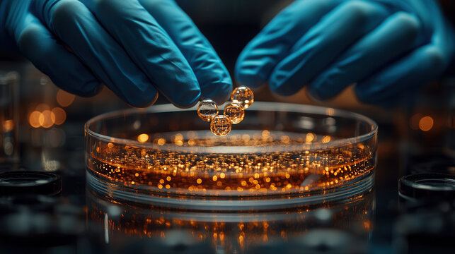 Laboratory experiment on liquid solutions scientific research facility photography controlled environment close-up view innovative science concept