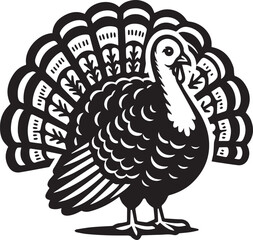 Black and White Turkey Bird Vector Illustration