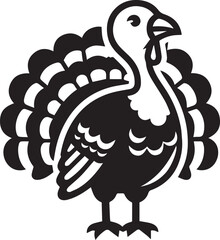 Black and White Turkey Bird Vector Illustration