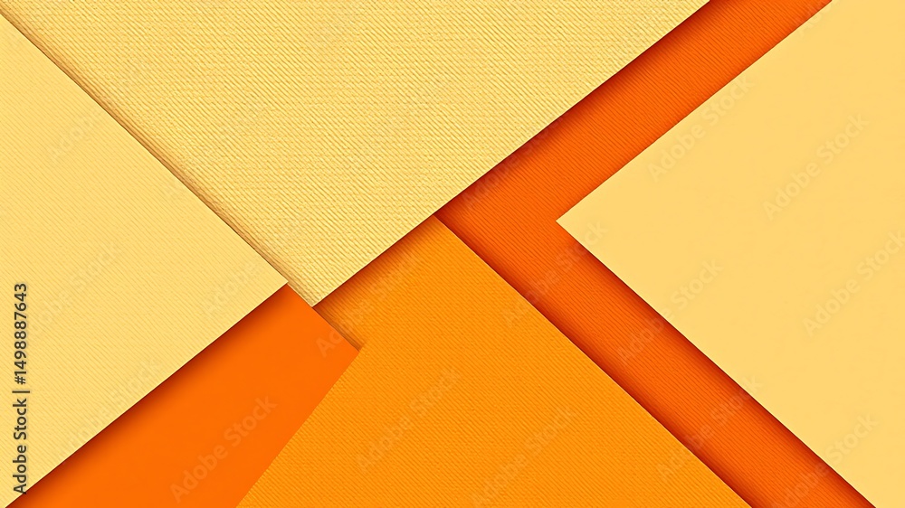Poster geometric abstract composition of yellow and orange overlapping textured paper layers