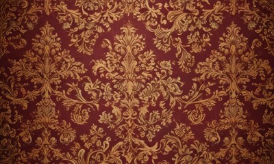 Intricate damask pattern in deep burgundy and gold  ,  decor,  design
