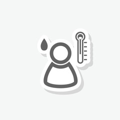 Sweating flat icon sticker isolated on gray background