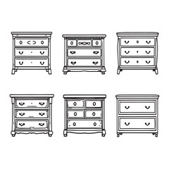 Classic bedroom dresser outline vector art with clean lines