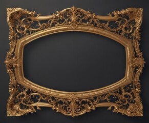 Intricate gold frame, retro design, elegant flourishes, gold, antique, retro