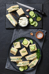 cucumber sandwiches with tasty cream cheese spread