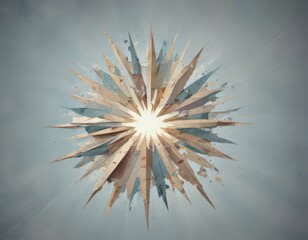Torn paper, geometric starburst, faded sky texture , graphic, white