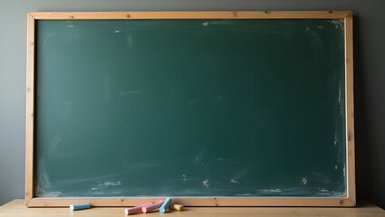 Worn Dark Green Chalkboard Dominating the Composition

