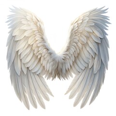 Elegant White Angel Wings Detailed Feather Texture Heavenly Ornamentation