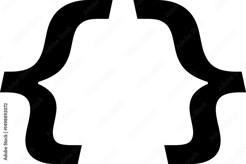 Fototapete text brackets icon. black quotation marks. curly braces, double symmetric and angle. vintage typogra