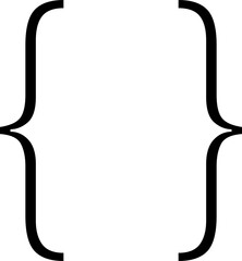 Text brackets icon. Black quotation marks. Curly braces, double symmetric and angle. Vintage typographic symbol calligraphic quote frame. Doodle, element lettering. Vector for punctuation math.