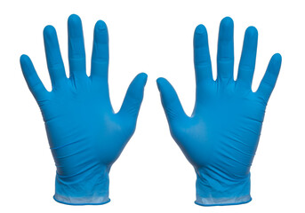 Obraz premium blue medical gloves isolated on transparent background Generative Ai. 