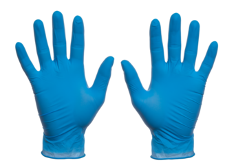 blue medical gloves isolated on transparent background Generative Ai.
