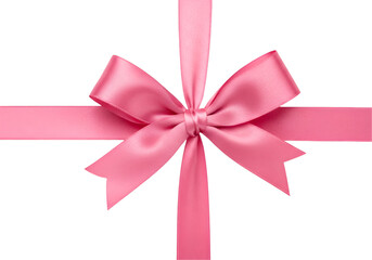 Pink Gift Ribbon with Bow isolated on transparent background Generative Ai.
