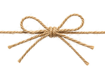 jute rope bow for packing and decoration isolated on transparent background Generative Ai.
