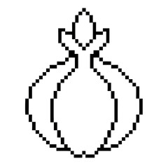 Fototapeta premium Elegant pixel art of a bulbous onion with floral details positioned on a clean backdrop