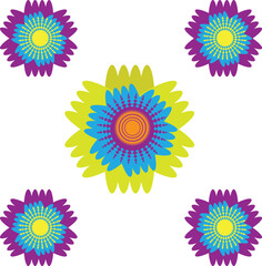 five colorful flowers illustration