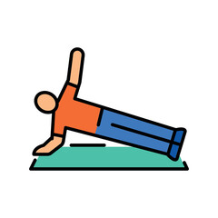 side plank exercise color flat icon for digital and print projects.