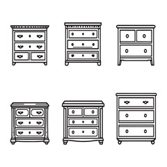 Clean line art illustration of chest of drawers furniture