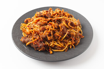 Stir-Fried Cumin Beef on a White Background