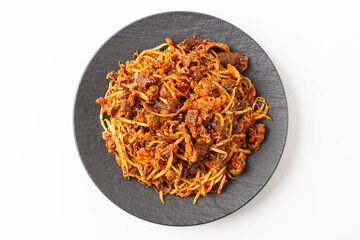 Stir-Fried Cumin Beef on a White Background