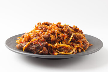 Stir-Fried Cumin Beef on a White Background