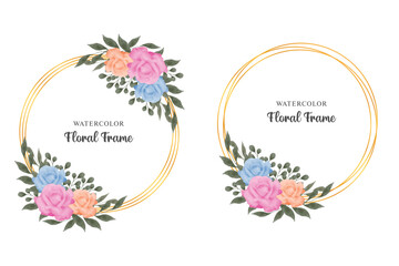 Beautiful watercolor floral frame background design template
