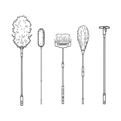 cleaning duster tool for dust removal line art vector