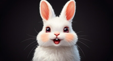 Obraz premium White Rabbit Smiling on Transparent Background