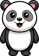 Playful panda cartoon with happy eyes in a standing pose ready for kids designs or learning materials